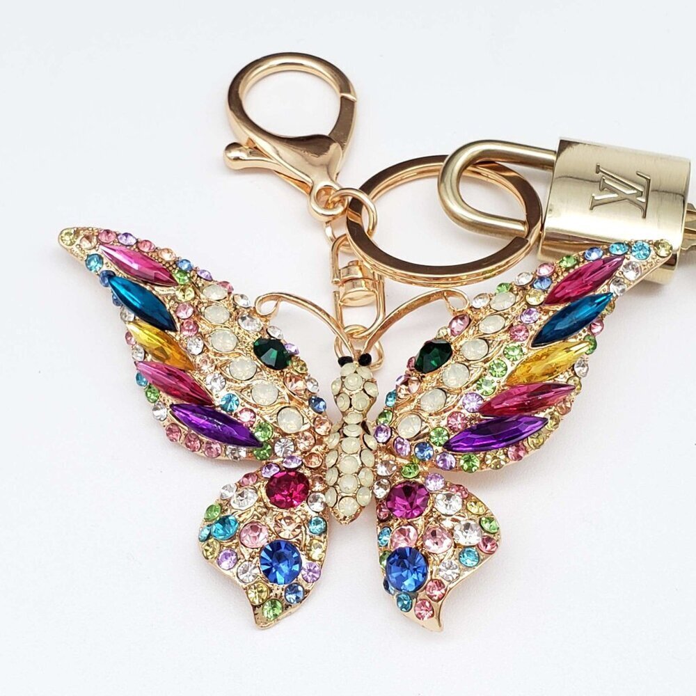 LV Gold Padlock & Key 🔒 Authentic Louis Vuitton Bag Unbranded Butterfly Charm - Picture 5 of 7